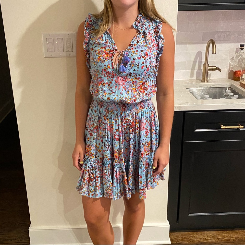 Poupette St. Barth Clara Tiered Tie Neck Dress - Picture 1 of 11